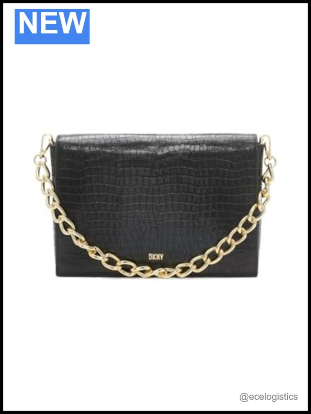 DKNY Faux Leather Large Shoulder Bag Magnetic Flap 2 Compartments Adjustable
